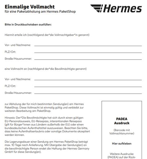 vollmacht paket annehmen hermes|vollmacht hermes vorlage word.